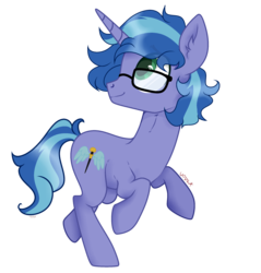 Size: 2253x2352 | Tagged: source needed, safe, alternate version, artist:c1trine, oc, oc only, oc:blue cola, pony, unicorn, background removed, cutie mark, glasses, high res, male, simple background, smiling, solo, stallion, ych result