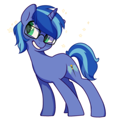 Size: 1516x1483 | Tagged: artist needed, safe, oc, oc only, oc:blue cola, pony, unicorn, cutie mark, glasses, male, smiling, solo, stallion, ych result