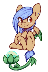 Size: 300x453 | Tagged: safe, artist:pomrawr, oc, oc only, hybrid, original species, plant pony, animated, blinking, eye clipping through hair, gif, plant, simple background, solo, transparent background, wings