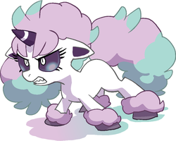 Size: 727x583 | Tagged: safe, artist:nezumi, galarian ponyta, pony, ponyta, unicorn, angry, female, gritted teeth, pokémon, ponified, solo