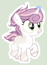 Size: 645x898 | Tagged: safe, artist:x-dainichi-x, oc, oc only, pony, unicorn, base used, female, filly, offspring, parent:pipsqueak, parent:sweetie belle, parents:sweetiesqueak, simple background, solo, white outline