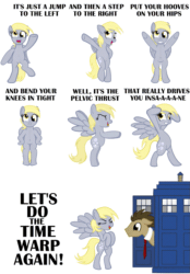 Size: 753x1080 | Tagged: safe, artist:sixes&sevens, derpy hooves, doctor whooves, time turner, earth pony, pegasus, pony, g4, animated, bipedal, dancing, doctor who, female, gif, let's do the time warp again, male, rocky horror picture show, tardis, the doctor, time warp