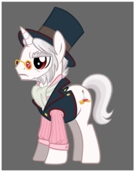Size: 662x846 | Tagged: safe, artist:kora kosicka, oc, oc only, oc:lysander, pony, unicorn, dungeons and dragons, facial hair, hat, solo, top hat