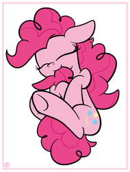 Size: 1636x2148 | Tagged: dead source, safe, artist:php142, pinkie pie, earth pony, pony, g4, behaving like a cat, cute, diapinkes, eyes closed, female, floppy ears, lying down, mare, mouth hold, nawm, nom, simple background, solo, tail hold, white background