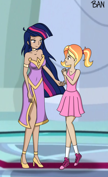 2198692 - safe, artist:banquo0, luster dawn, twilight sparkle, human, the  last problem, clothes, dress, duo, duo female, female, human coloration,  human princess twilight, humanized, older, older twilight, princess twilight  , side slit,