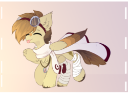 Size: 1280x936 | Tagged: safe, artist:php146, oc, oc only, oc:sandstorm, pegasus, pony, clothes, colored wings, goggles, male, multicolored wings, scarf, solo, stallion, tongue out, wings