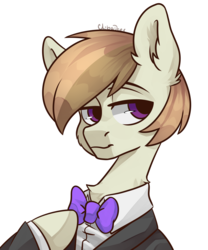 Size: 2500x3000 | Tagged: safe, artist:chibadeer, oc, oc only, earth pony, pony, bowtie, bust, clothes, high res, male, portrait, simple background, solo, stallion, suit, white background