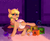 Size: 1200x980 | Tagged: safe, artist:artsandadopts, artist:zlatavector, oc, oc only, oc:kaity starheart, earth pony, pony, adult foal, baby bottle, cubes, diaper, diaper fetish, female, fetish, mare, non-baby in diaper, playroom, poofy diaper, solo, ych result