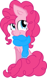 Size: 4999x8276 | Tagged: safe, artist:cyanyeh, artist:kamyk962, pinkie pie, earth pony, pony, g4, absurd resolution, chest fluff, clothes, cute, diapinkes, ear fluff, female, mare, scarf, simple background, sitting, solo, transparent background, vector