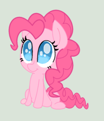 Size: 676x788 | Tagged: safe, artist:doggie31, pinkie pie, earth pony, pony, g4, chibi, cute, diapinkes, female, gray background, mare, no pupils, simple background, sitting, solo