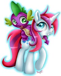 Size: 521x650 | Tagged: safe, moondancer, moondancer (g1), spike, dragon, pony, g4, cross-generational shipping, female, male, ship:spikedancer, shipping, straight