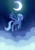 Size: 2150x3035 | Tagged: safe, artist:tan_fantazma, princess luna, alicorn, pony, g4, cloud, crescent moon, eyes closed, female, flying, high res, mare, moon, night, pixiv, s1 luna, sky, solo, spread wings, stars, wings