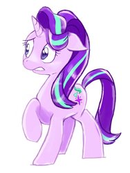 Size: 768x1024 | Tagged: safe, artist:tone_ontone, starlight glimmer, pony, unicorn, g4, female, floppy ears, mare, simple background, solo, white background, worried
