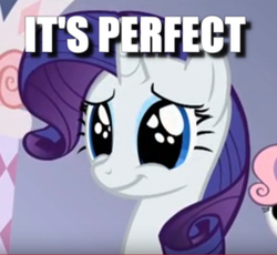 Size: 663x611 | Tagged: safe, edit, edited screencap, screencap, rarity, sweetie belle, pony, unicorn, g4, sisterhooves social, caption, cropped, dilated pupils, female, filly, image macro, mare, reaction image, solo focus, text