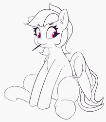 Size: 2898x3320 | Tagged: safe, artist:pabbley, rainbow dash, pegasus, pony, g4, cute, dashabetes, ear fluff, female, food, high res, mare, monochrome, partial color, pocky, sitting, smiling, solo