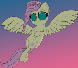 Size: 2224x1952 | Tagged: safe, artist:ceemakesstuff, fluttershy, pegasus, pony, g4, the last problem, female, flying, gradient background, hair accessory, hairpin, looking at you, mare, no pupils, older, older fluttershy, solo