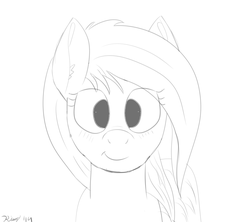 Size: 1800x1600 | Tagged: safe, artist:kalashnikitty, oc, oc only, oc:flugel, pony, black and white, female, front view, grayscale, looking at you, mare, monochrome, sketch, solo