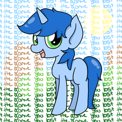 Size: 500x500 | Tagged: safe, artist:wisheslotus, oc, oc only, pony, unicorn, horn, male, mantra, smiling, solo, speech, stallion, text, unicorn oc