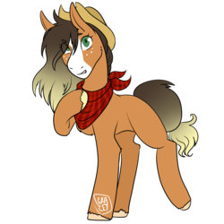 Size: 3000x3000 | Tagged: safe, artist:graceysworld, oc, oc only, oc:applesweet, earth pony, pony, cowboy hat, female, hat, high res, mare, neckerchief, offspring, parent:applejack, parent:trouble shoes, parents:troublejack, simple background, solo, transparent background