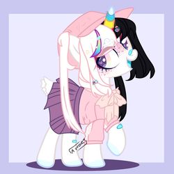 Size: 1280x1280 | Tagged: safe, artist:bxby-mochi, oc, oc only, oc:abracadabra, earth pony, pony, clothes, female, hat, mare, pleated skirt, shirt, skirt, solo