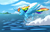 Size: 2620x1680 | Tagged: safe, artist:lorenz3, artist:notaletolivefor, rainbow dash, pegasus, pony, g4, awesome, cloud, cloudy, female, flying, mare, ocean, running, solo, splashing, spread wings, water, wings