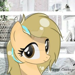 Size: 894x894 | Tagged: safe, artist:grithcourage, oc, oc only, oc:grith courage, earth pony, pony, adorable face, cute, deviantart watermark, looking at you, obtrusive watermark, solo, watermark