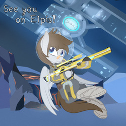 Size: 1000x1000 | Tagged: safe, artist:phoenixswift, oc, oc only, oc:fuselight, pegasus, pony, borderlands the pre-sequel, clothes, cosplay, costume, solo, spacesuit