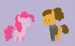 Size: 646x397 | Tagged: safe, artist:agrol, cheese sandwich, pinkie pie, earth pony, pony, g4, season 9, the last laugh, animated, clothes, duo, gif, peanut brittle, perfect loop, pointy ponies, sweater