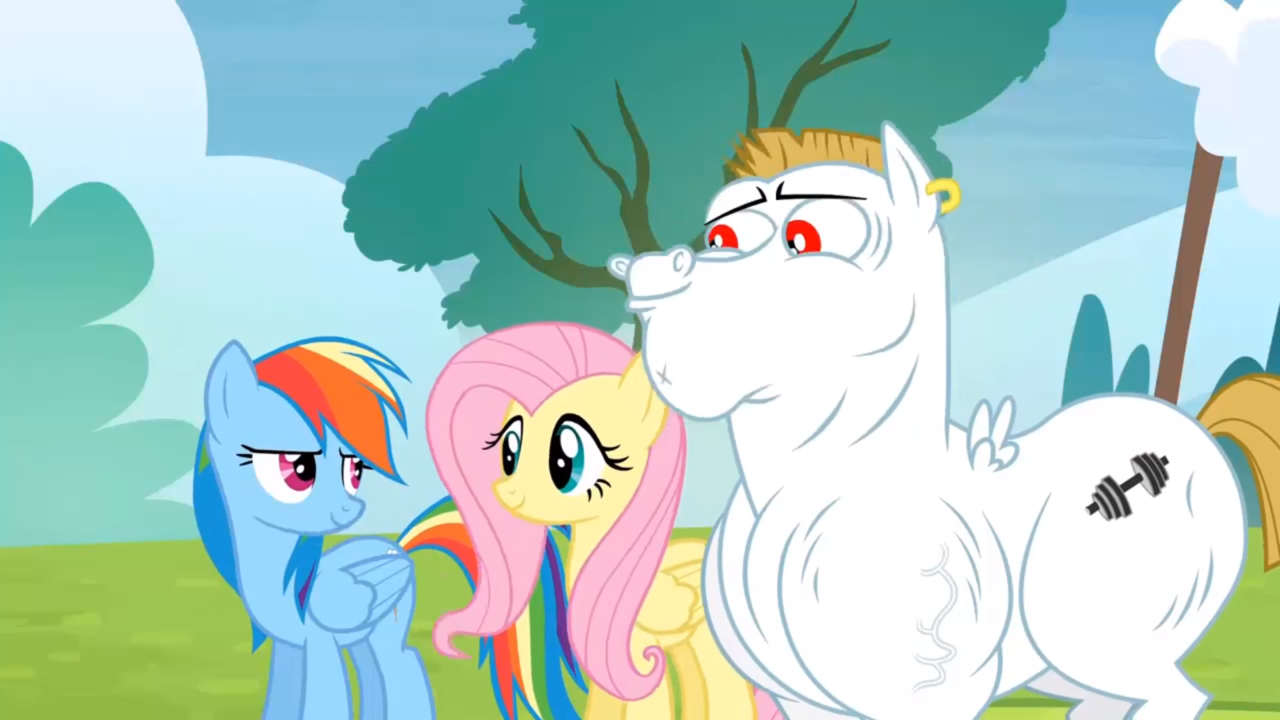 Safe Screencap Bulk Biceps Fluttershy Rainbow Dash