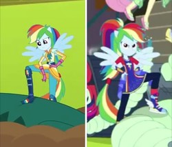 Size: 720x619 | Tagged: safe, edit, screencap, rainbow dash, cheer you on, equestria girls, equestria girls series, g4, my little pony equestria girls: friendship games, spoiler:eqg series (season 2), clothes, cropped, legs, stomping, victory pose