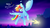 Size: 2560x1440 | Tagged: safe, artist:fuzzypones, rainbow dash, pony, g4, blush sticker, blushing, colored, evening sky, female, flying, in air, mountain, mountain range, smiling, solo, text