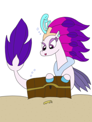 Size: 2448x3264 | Tagged: safe, artist:supahdonarudo, queen novo, seapony (g4), series:novoember, g4, my little pony: the movie, bubble, chest, female, high res, key, sand, seabed, simple background, solo, transparent background, treasure chest, underwater