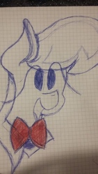 Size: 3264x1836 | Tagged: safe, artist:treble clefé, octavia melody, earth pony, pony, g4, bowtie, bust, cute, female, graph paper, photo, solo, traditional art