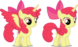 Size: 10000x5988 | Tagged: safe, artist:fruft, apple bloom, alicorn, pony, g4, alicornified, bloomicorn, colored wings, feathered wings, female, filly, folded wings, race swap, request, simple background, solo, spread wings, transparent background, wings
