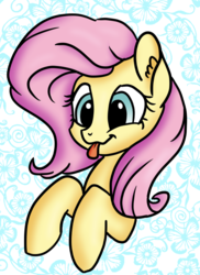 Size: 554x762 | Tagged: safe, artist:lollipony, artist:tech--pony, fluttershy, pegasus, pony, g4, bust, collaboration, cute, ear fluff, female, mare, portrait, shyabetes, solo, three quarter view, tongue out