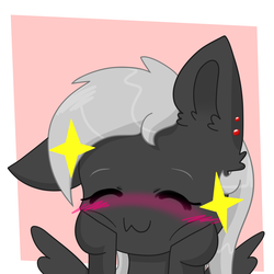 Size: 5000x5000 | Tagged: safe, artist:copster, oc, oc only, oc:luriel maelstrom, pegasus, pony, blushing, cheek squish, chibi, cute, ear piercing, eyes closed, male, pegasus oc, piercing, squishy cheeks, stars, trap, uwu, ych result