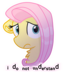 Size: 839x978 | Tagged: safe, artist:rainbow eevee, fluttershy, pony, g4, bust, concerned, cool, female, looking at you, simple background, solo, sticker, text, transparent background