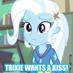 Size: 1080x1080 | Tagged: safe, edit, edited screencap, screencap, trixie, equestria girls, equestria girls specials, g4, my little pony equestria girls: better together, my little pony equestria girls: forgotten friendship, bronybait, canterlot high, caption, image macro, lonely, macro, meme, text, third person
