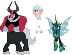 Size: 1021x783 | Tagged: safe, artist:php178, cozy glow, lord tirek, queen chrysalis, alicorn, centaur, changeling, changeling queen, pony, g4, the ending of the end, .svg available, alicornified, bell, cozycorn, evil grin, female, filly, grin, grogar's bell, male, race swap, simple background, smiling, transparent background, ultimate chrysalis, vector