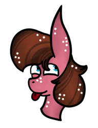 Size: 931x1214 | Tagged: safe, artist:hunterthewastelander, oc, oc only, earth pony, pony, bust, earth pony oc, freckles, simple background, solo, tongue out, transparent background