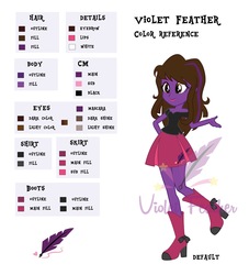 Size: 1860x2048 | Tagged: safe, artist:takeo, artist:violetfeatheroficial, oc, oc only, oc:violet feather, equestria girls, g4, colors, cutie mark, reference sheet, solo