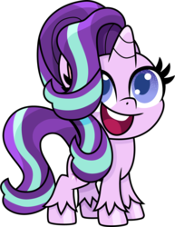Size: 1155x1500 | Tagged: safe, artist:cloudy glow, starlight glimmer, pony, unicorn, g4, g4.5, my little pony: pony life, chibi, cute, female, glimmerbetes, hair flip, hair over one eye, mare, open mouth, simple background, solo, transparent background