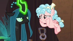 Size: 1920x1080 | Tagged: safe, screencap, cozy glow, queen chrysalis, changeling, pony, g4, the summer sun setback, magic, squishy cheeks