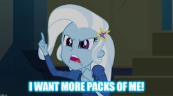 Size: 1280x714 | Tagged: safe, trixie, equestria girls, g4, my little pony equestria girls: rainbow rocks, image macro, meme, text, trixie yells at everything