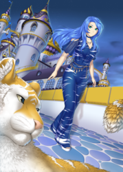 Size: 1542x2156 | Tagged: safe, artist:jay-kuro, princess luna, big cat, human, tiger, g4, clothes, commission, female, humanized, looking at you, s1 luna