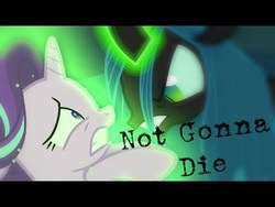Size: 480x360 | Tagged: safe, edit, edited screencap, screencap, queen chrysalis, starlight glimmer, changeling, changeling queen, pony, unicorn, g4, angry, duo, female, link in source, mare, not gonna die, scared, skillet (band), song reference, starlight vs chrysalis, thumbnail, youtube link