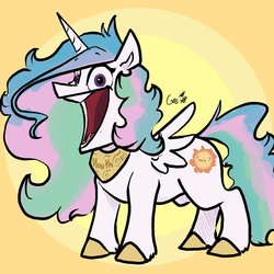 Size: 1200x1200 | Tagged: safe, artist:greyscaleart, princess celestia, alicorn, pony, g4.5, my little pony: pony life, colored hooves, cursed image, female, giant mouth, leg fluff, open mouth, solo, wat
