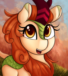 Size: 1600x1800 | Tagged: safe, artist:illusion, autumn blaze, kirin, g4, female, looking at you, smiling, solo