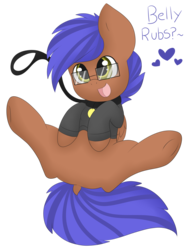 Size: 2700x3500 | Tagged: source needed, safe, artist:pegamutt, oc, oc only, oc:odyssey flash, pegasus, pony, belly, bellyrubs, butt, clothes, collar, dock, featureless crotch, glasses, high res, hoodie, leash, male, pet play, pet tag, plot, pony pet, underhoof