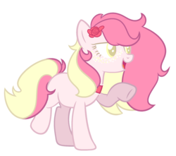 Size: 1641x1449 | Tagged: safe, artist:chococolte, oc, oc only, earth pony, pony, base used, female, flower, flower in hair, mare, open mouth, raised hoof, simple background, solo, transparent background